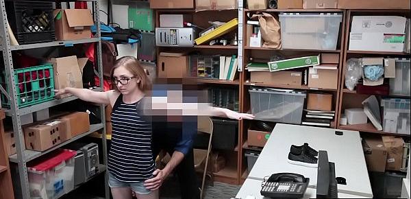  Petite teen shoplifter fucks her way out of trouble